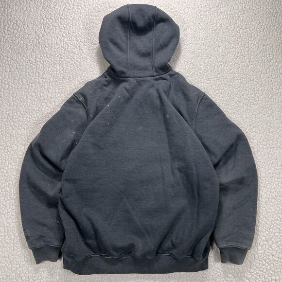 Carhartt Quilted Lined Zip Hoodie Men’s M Gray Full Zip Hooded Jacket Workwear - Picture 7 of 10